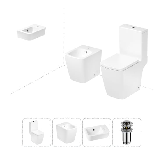 Изображение товара Безободковый напольный унитаз Lavinia Boho Aveo Compacto Rimless в комплекте 4 в 1 202008871
