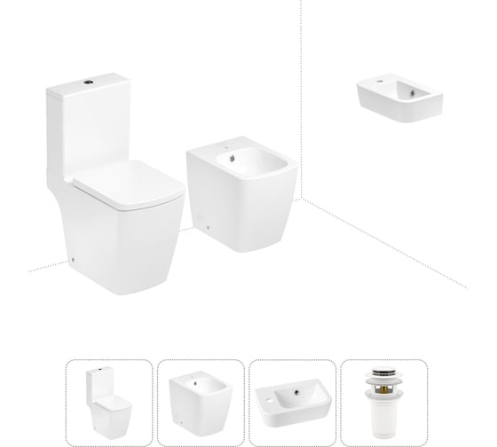 Изображение товара Безободковый напольный унитаз Lavinia Boho Aveo Compacto Rimless в комплекте 4 в 1 202008895