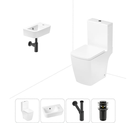 Изображение товара Безободковый напольный унитаз Lavinia Boho Aveo Compacto Rimless в комплекте 4 в 1 202008421