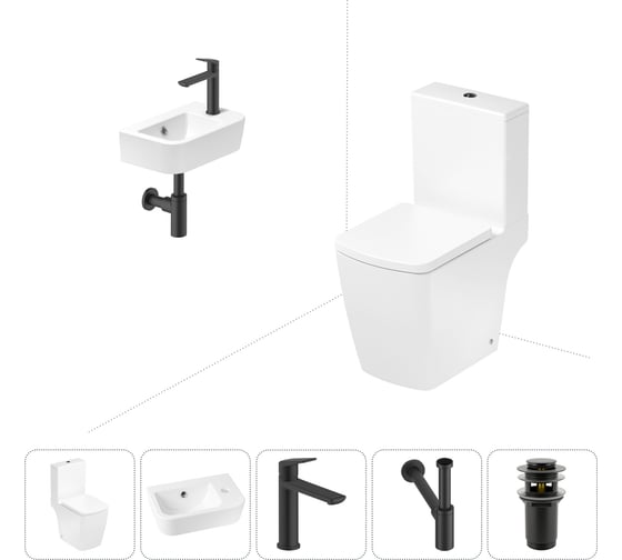 Изображение товара Безободковый напольный унитаз Lavinia Boho Aveo Compacto Rimless в комплекте 5 в 1 202008511