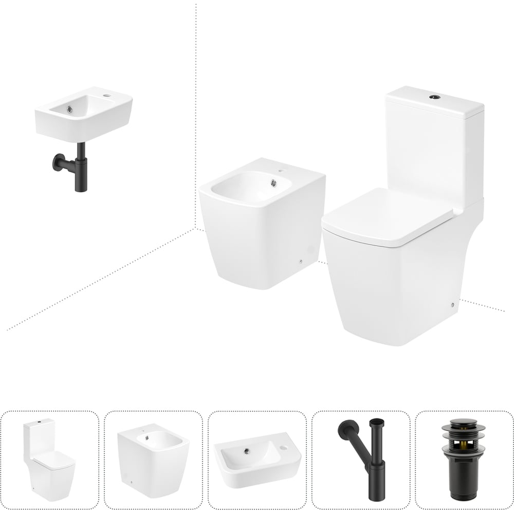 Изображение товара Безободковый напольный унитаз Lavinia Boho Aveo Compacto Rimless 5 в 1