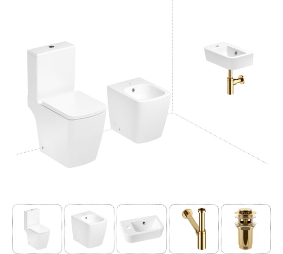 Изображение товара Безободковый напольный унитаз Lavinia Boho Aveo Compacto Rimless в комплекте 5 в 1 202008933