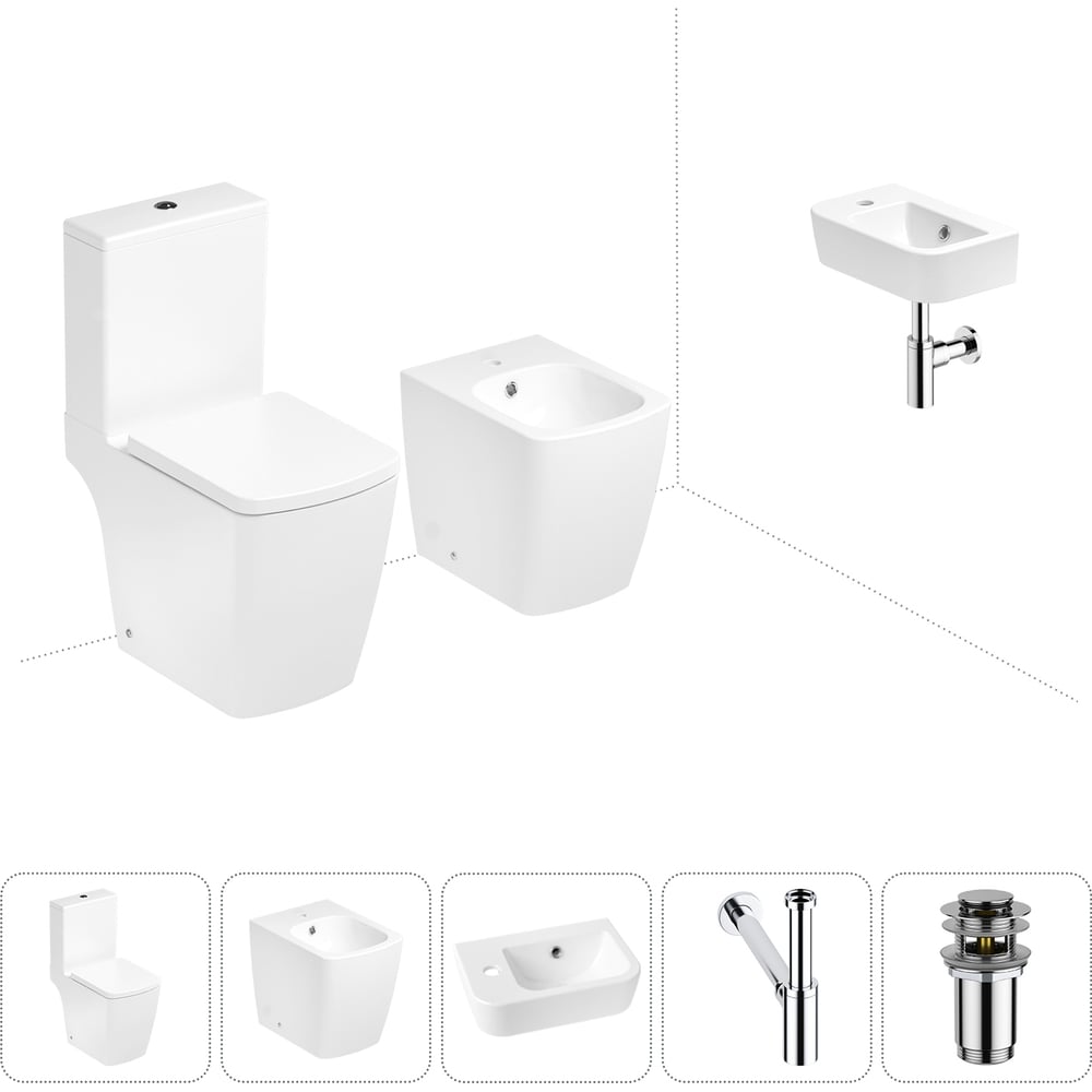 Изображение товара Безободковый напольный унитаз Lavinia Boho Aveo Compacto Rimless в комплекте 5 в 1 202008931