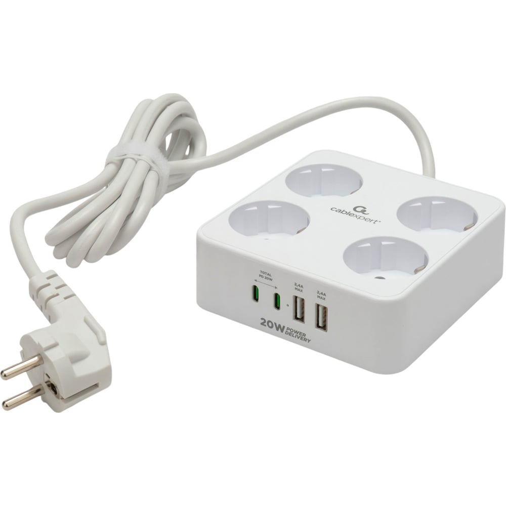 Изображение товара Сетевой фильтр Cablexpert Plate 4-р с 4 USB портами и защитой