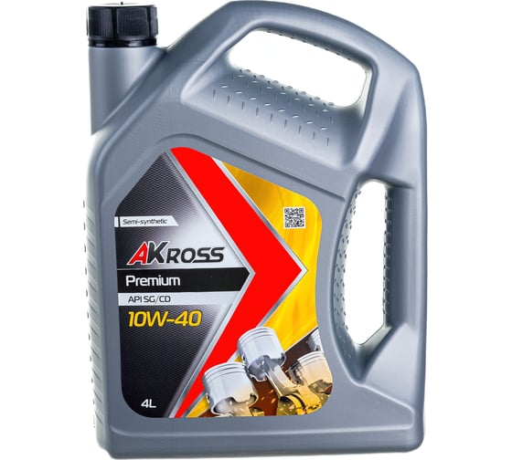 Изображение товара Моторное масло AKross PREMIUM полусинтетическое, 10W-40, SG/CD, 4 л AKS0007MOS