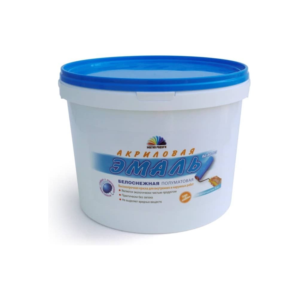 Изображение товара Акриловая эмаль ВД-АК-115 Магия Радуги 3 кг белоснежная полуматовая - для внутренних и наружных раб