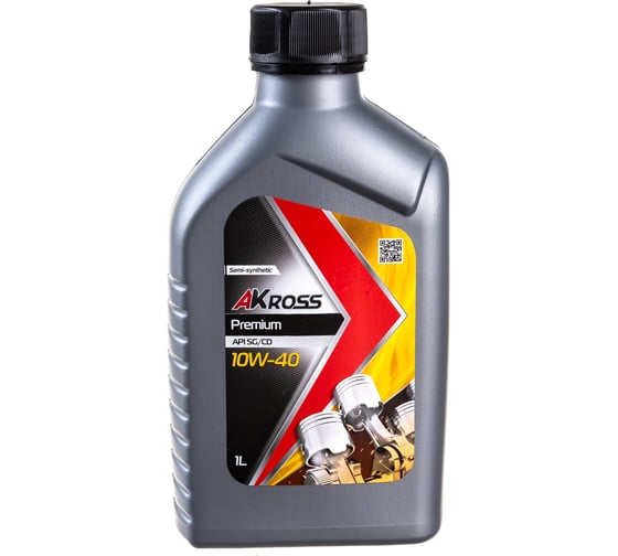 Изображение товара Моторное масло AKross PREMIUM полусинтетическое, 10W-40, SG/CD, 1 л AKS0006MOS