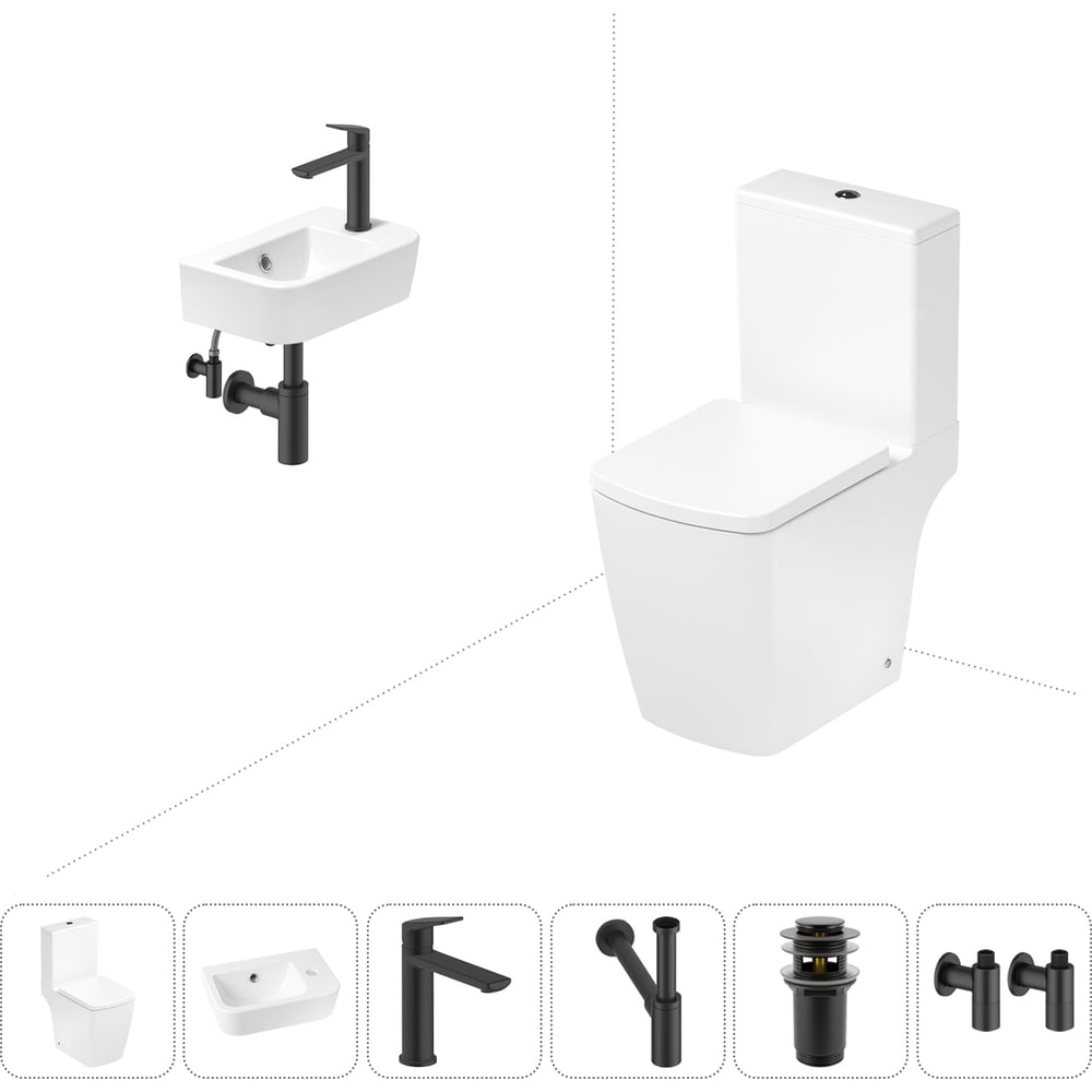 Изображение товара Безободковый напольный унитаз Lavinia Aveo Compacto Rimless с комплектом 6 в 1