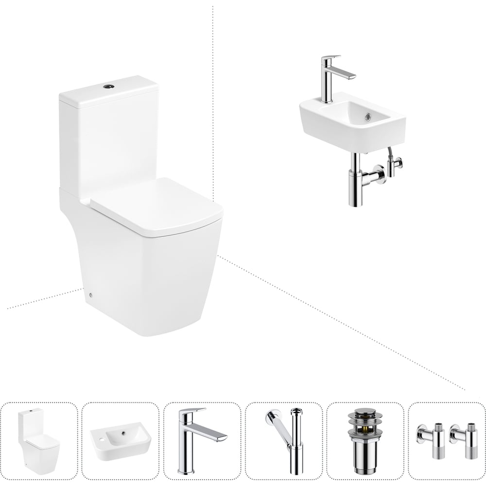 Изображение товара Безободковый напольный унитаз Lavinia Boho Aveo Compacto Rimless с комплектом 6 в 1