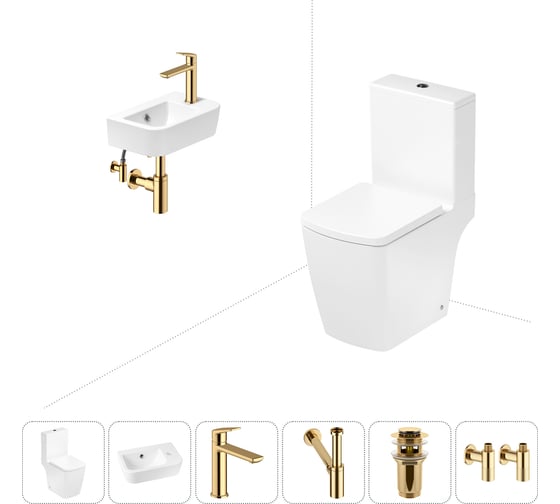 Изображение товара Безободковый напольный унитаз Lavinia Boho Aveo Compacto Rimless в комплекте 6 в 1 202008602