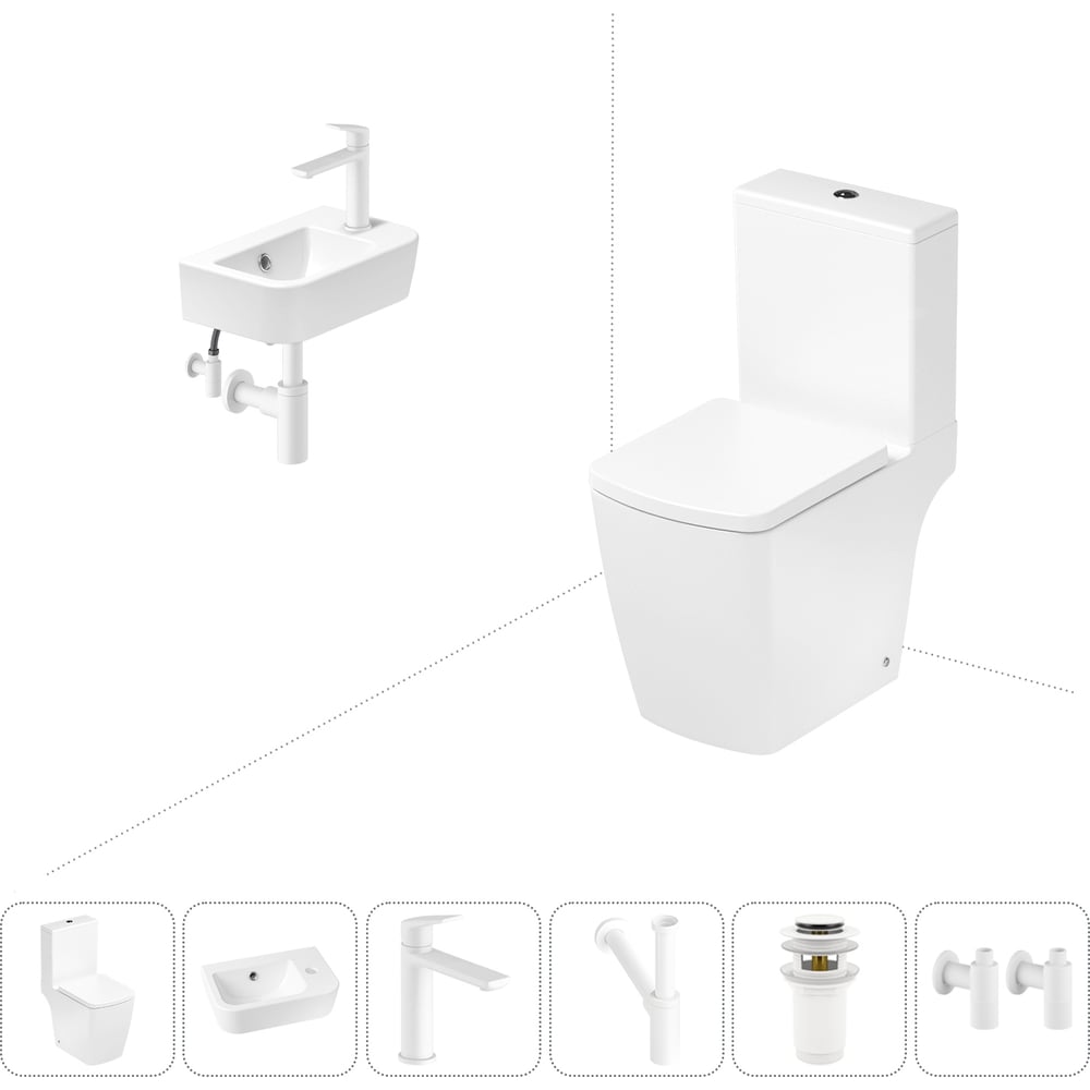 Изображение товара Безободковый напольный унитаз Lavinia Boho Aveo Compacto Rimless 6 в 1 комплект