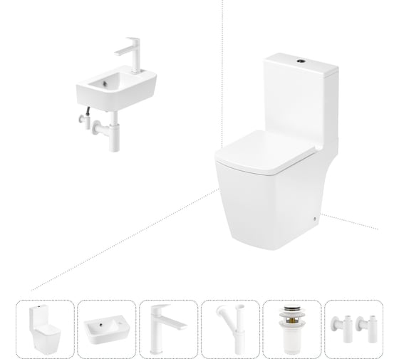 Изображение товара Безободковый напольный унитаз Lavinia Boho Aveo Compacto Rimless в комплекте 6 в 1 202008604