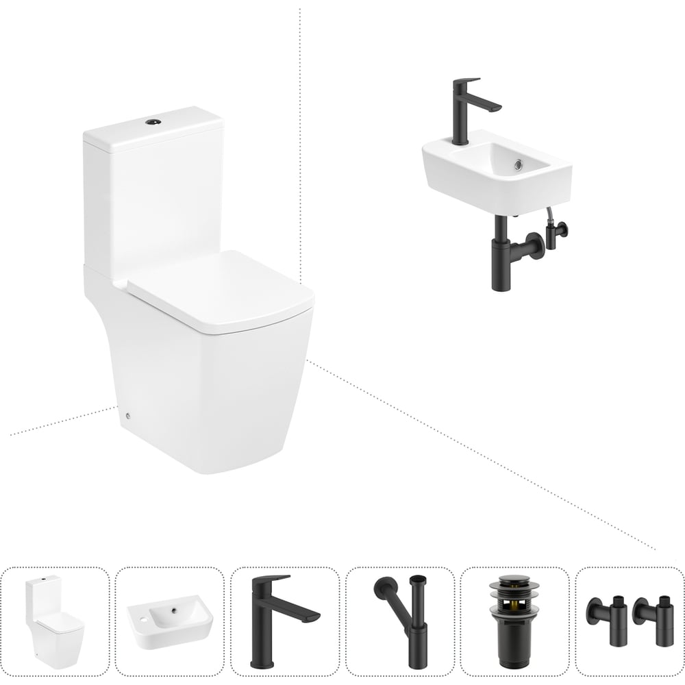 Изображение товара Безободковый напольный унитаз Lavinia Boho Aveo Compacto Rimless комплект 6 в 1