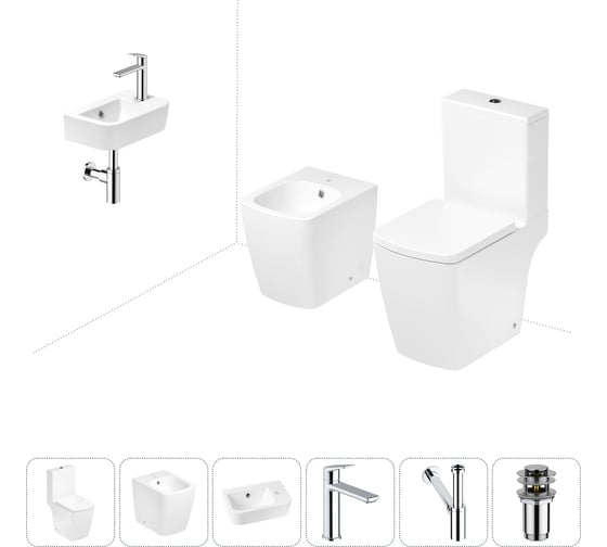 Изображение товара Безободковый напольный унитаз Lavinia Boho Aveo Compacto Rimless в комплекте 6 в 1 202008951