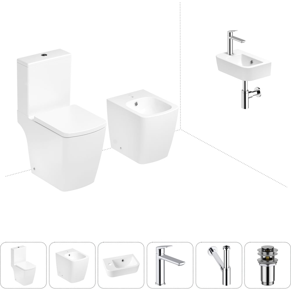 Изображение товара Безободковый напольный унитаз Lavinia Boho Aveo Compacto Rimless с комплектом 6 в 1 Изображение товара Безободковый напольный унитаз Lavinia Boho Aveo Compacto Rimless с комплектом 6 в 1