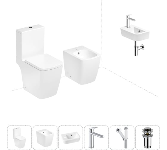 Изображение товара Безободковый напольный унитаз Lavinia Boho Aveo Compacto Rimless в комплекте 6 в 1 202008971