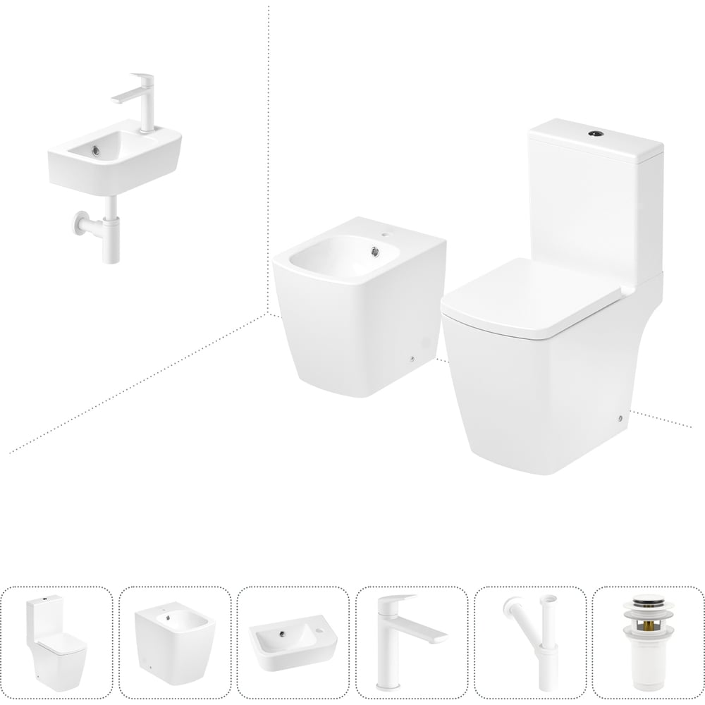 Изображение товара Безободковый напольный унитаз Lavinia Boho Aveo Compacto Rimless комплект 6 в 1