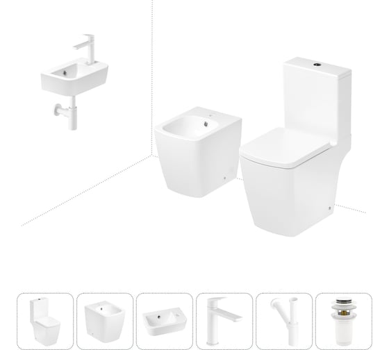 Изображение товара Безободковый напольный унитаз Lavinia Boho Aveo Compacto Rimless в комплекте 6 в 1 202008955