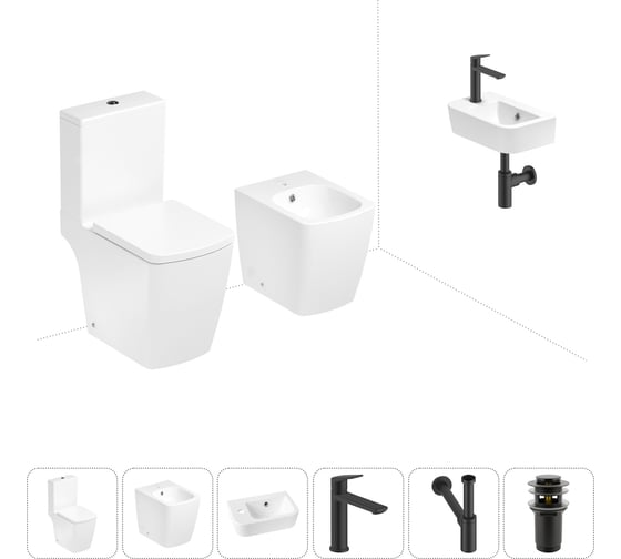 Изображение товара Безободковый напольный унитаз Lavinia Boho Aveo Compacto Rimless в комплекте 6 в 1 202008972