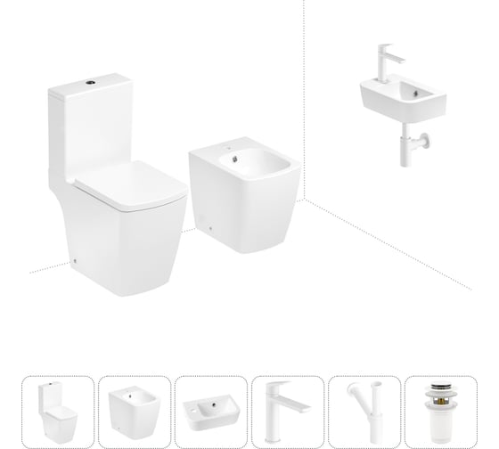 Изображение товара Безободковый напольный унитаз Lavinia Boho Aveo Compacto Rimless в комплекте 6 в 1 202008975