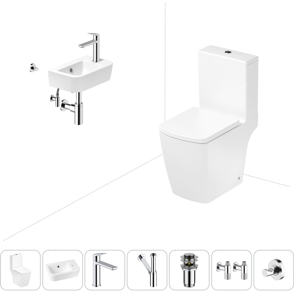 Изображение товара Безободковый напольный унитаз Lavinia Boho Aveo Compacto Rimless комплект 7 в 1