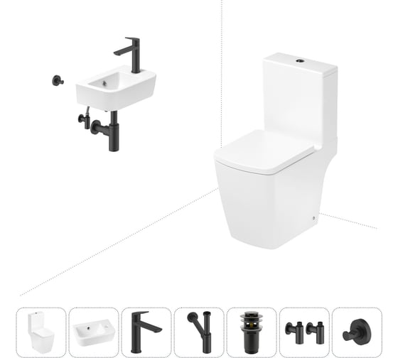 Изображение товара Безободковый напольный унитаз Lavinia Boho Aveo Compacto Rimless в комплекте 7 в 1 202008781