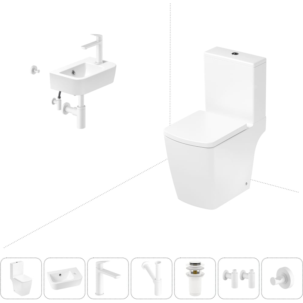 Изображение товара Безободковый напольный унитаз Lavinia Boho Aveo Compacto Rimless с комплектом 7 в 1