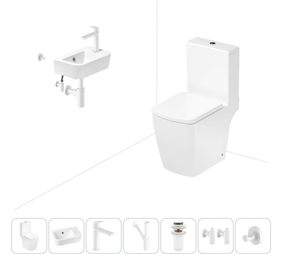 Изображение товара Безободковый напольный унитаз Lavinia Boho Aveo Compacto Rimless в комплекте 7 в 1 202008784