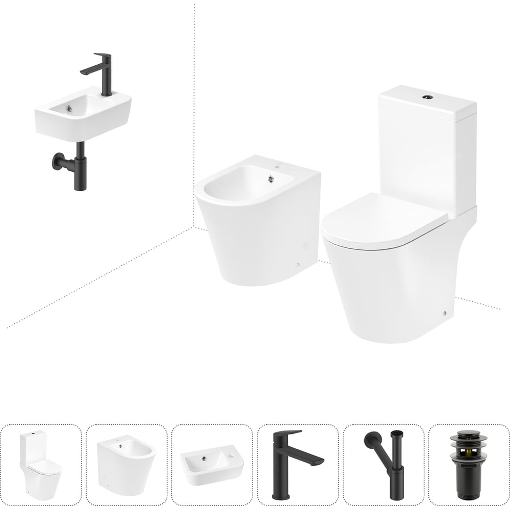 Изображение товара Унитаз-компакт Lavinia Boho Biore с раковиной и биде, 2 кнопки