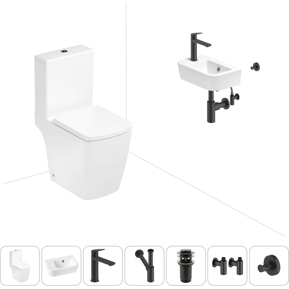 Изображение товара Безободковый напольный унитаз Lavinia Boho Aveo Compacto Rimless 7 в 1