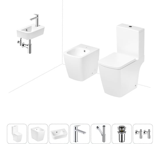 Изображение товара Безободковый напольный унитаз Lavinia Boho Aveo Compacto Rimless в комплекте 7 в 1 202008991