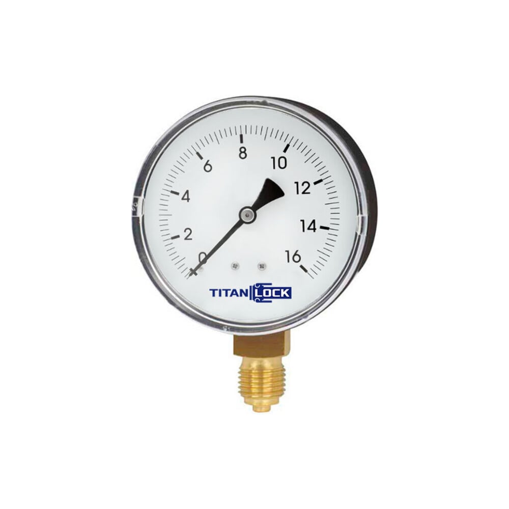 Манометр стандартный пластиковый TITAN LOCK  16/0,2 Бар, корпус 63 мм, крепление снизу 3/8" TLPPG63D3/8