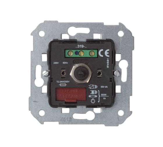 Изображение товара Универсальный поворотно-нажимной проходной светорегулятор Simon 40-500Вт, 230В, 75319-39