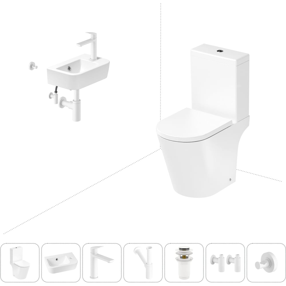 Изображение товара Унитаз-компакт Lavinia Boho Biore 7 в 1 с раковиной и аксессуарами