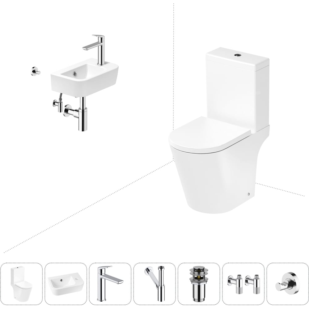 Изображение товара Унитаз-компакт Lavinia Boho Biore 7 в 1 безободковый с раковиной и аксессуарами