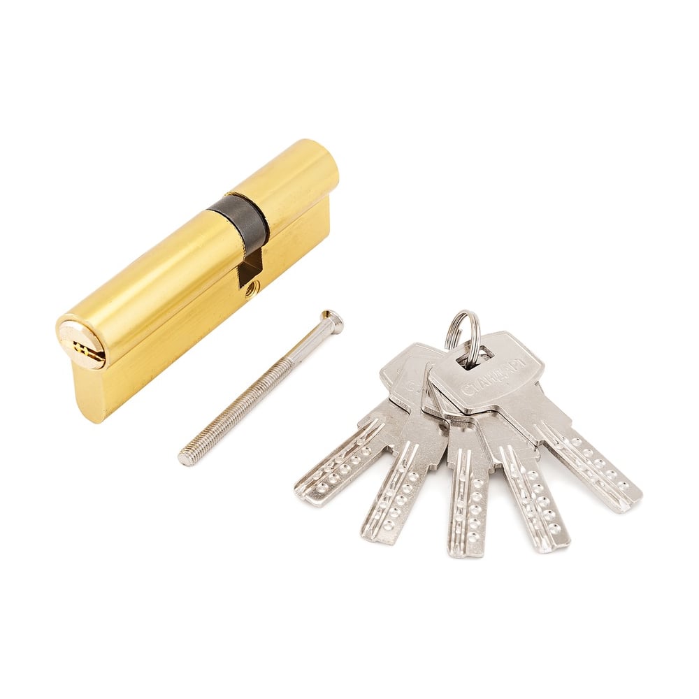 Изображение товара Цилиндровый механизм Стандарт F-01 75(30х10х35) GP, 5 ключей, золото, перф. ключ/ключ 11308