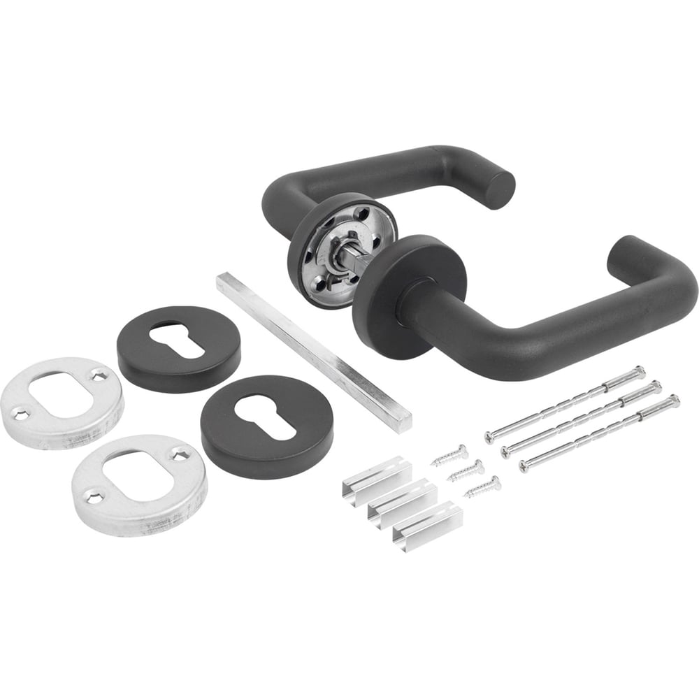 Изображение товара Комплект ручек Стандарт 0203 60-100/ R01 BLACK для межкомнатных и входных дверей