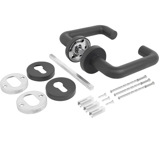 Изображение товара Комплект ручек Стандарт 0203 (60-100)/R01 BLACK с круглой накладкой под МЦ 16049