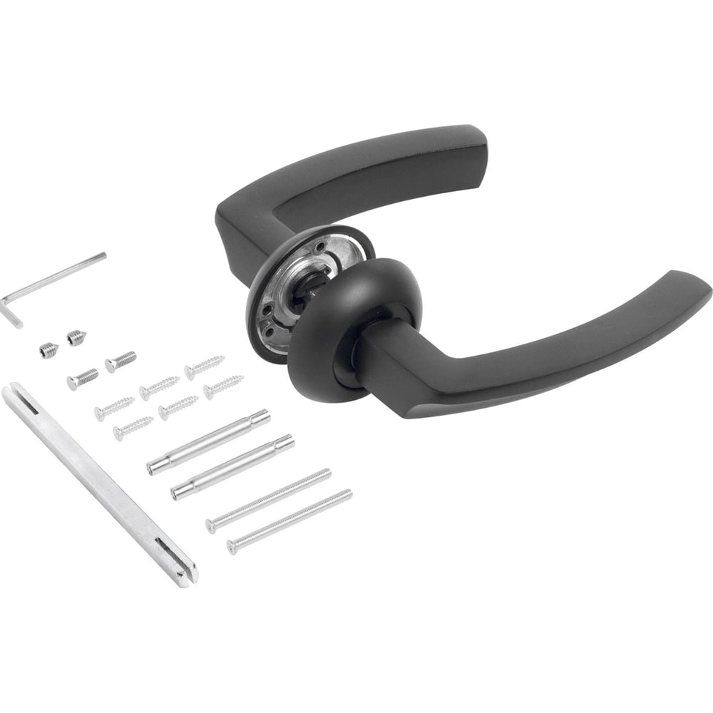 Изображение товара Комплект ручек Стандарт P93 BL матовый черный квадрат 140 мм для межкомнатных дверей