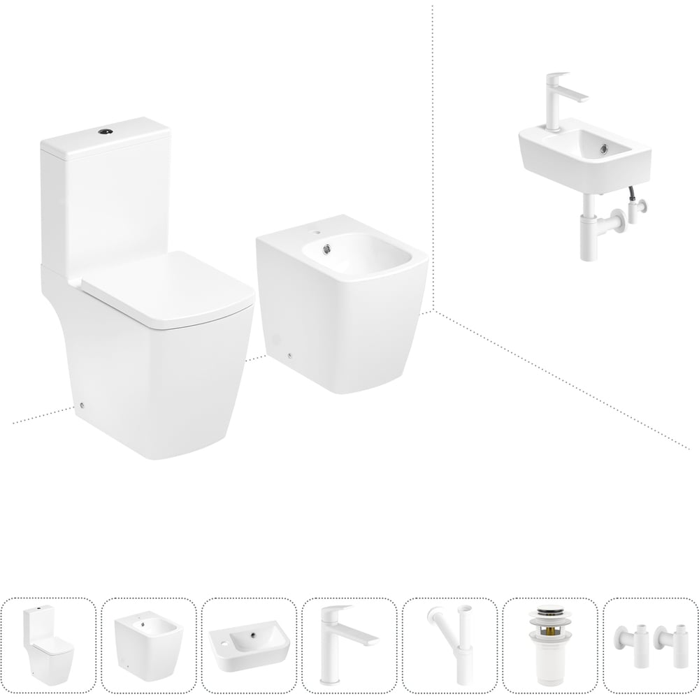 Изображение товара Безободковый напольный унитаз Lavinia Boho Aveo Compacto Rimless 7в 1 комплект