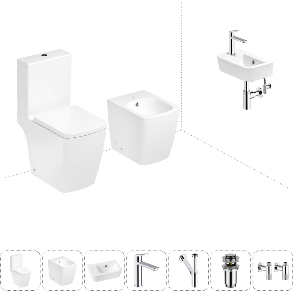 Изображение товара Безободковый напольный унитаз Lavinia Boho Aveo Compacto Rimless 7 в 1 комплект