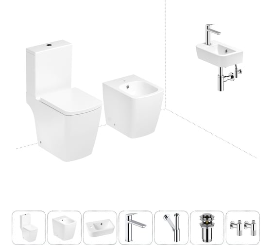 Изображение товара Безободковый напольный унитаз Lavinia Boho Aveo Compacto Rimless в комплекте 7 в 1 202009011