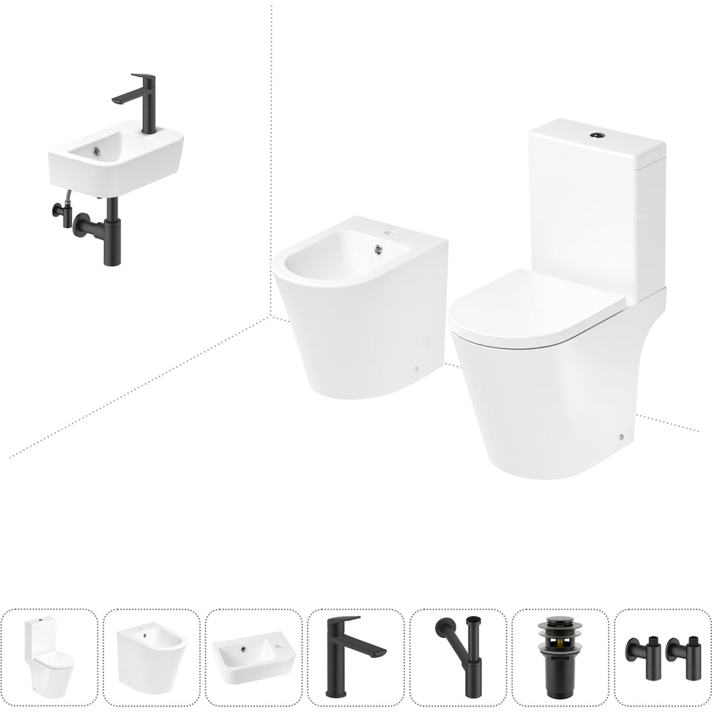 Изображение товара Унитаз-компакт Lavinia Boho Biore 7 в 1 комплект современный санитарный набор