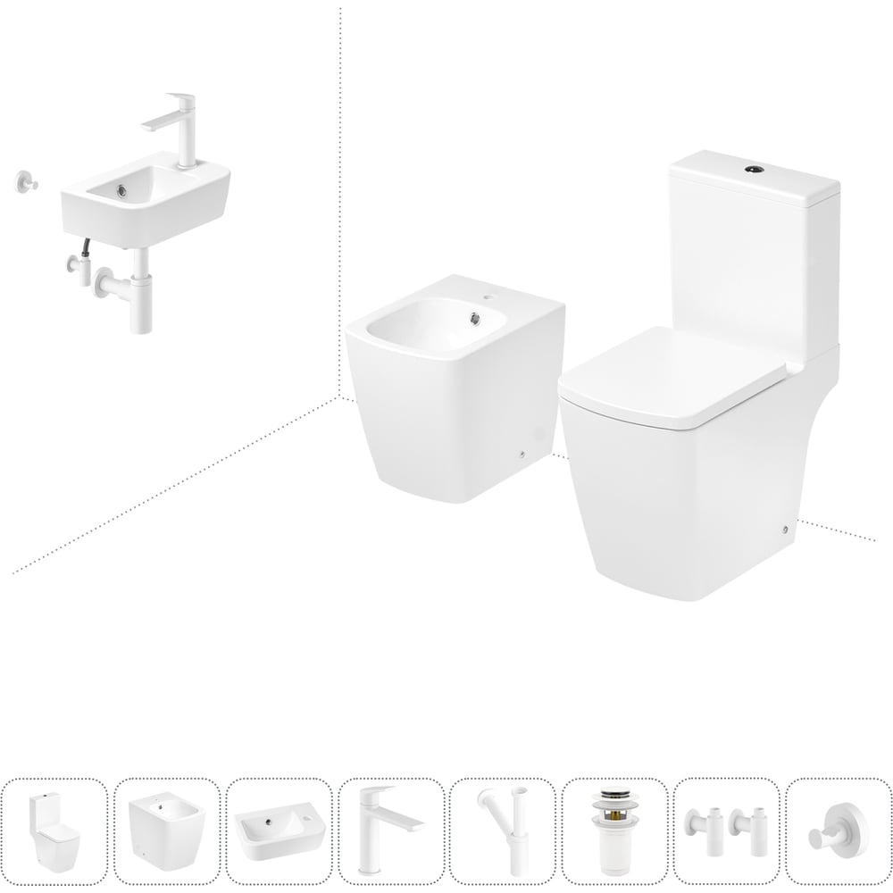 Изображение товара Безободковый напольный унитаз Lavinia Boho Aveo Rimless с комплектом 8 в 1