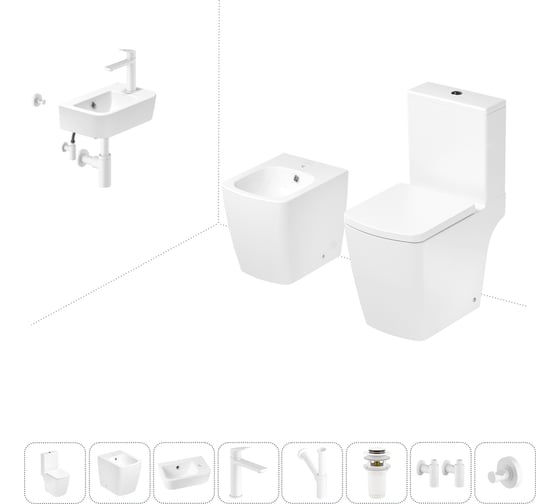 Изображение товара Безободковый напольный унитаз Lavinia Boho Aveo Compacto Rimless в комплекте 8 в 1 202009075