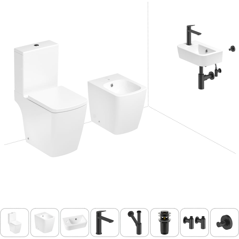 Изображение товара Безободковый напольный унитаз Lavinia Boho Aveo Compacto Rimless 8в 1