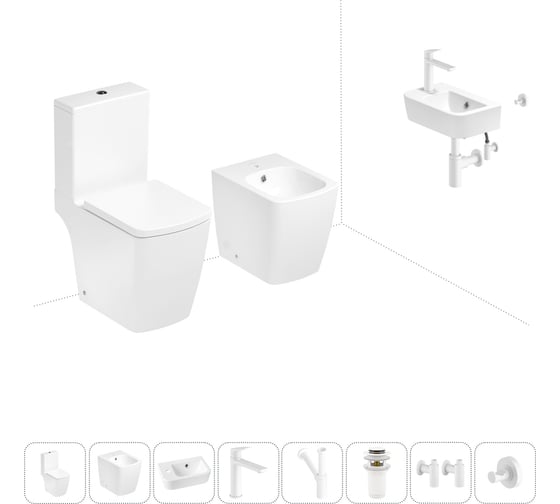 Изображение товара Безободковый напольный унитаз Lavinia Boho Aveo Compacto Rimless в комплекте 8 в 1 202009095