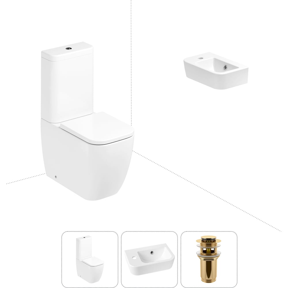 Изображение товара Унитаз-компакт Lavinia Boho One комплект 3 в 1 для туалета белый золото