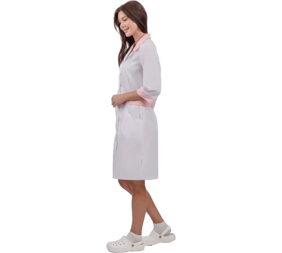 Изображение товара Халат женский URSUS "Фарма" белый с розовым МЕД545-14-1911/52-54, 170-176