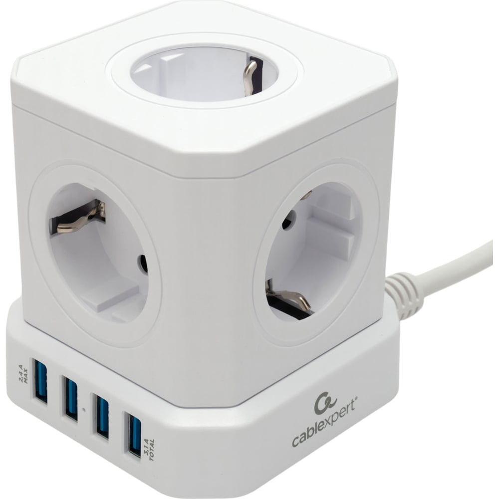 Изображение товара Сетевой фильтр Cablexpert Tower с 5 розетками и 4 USB портами